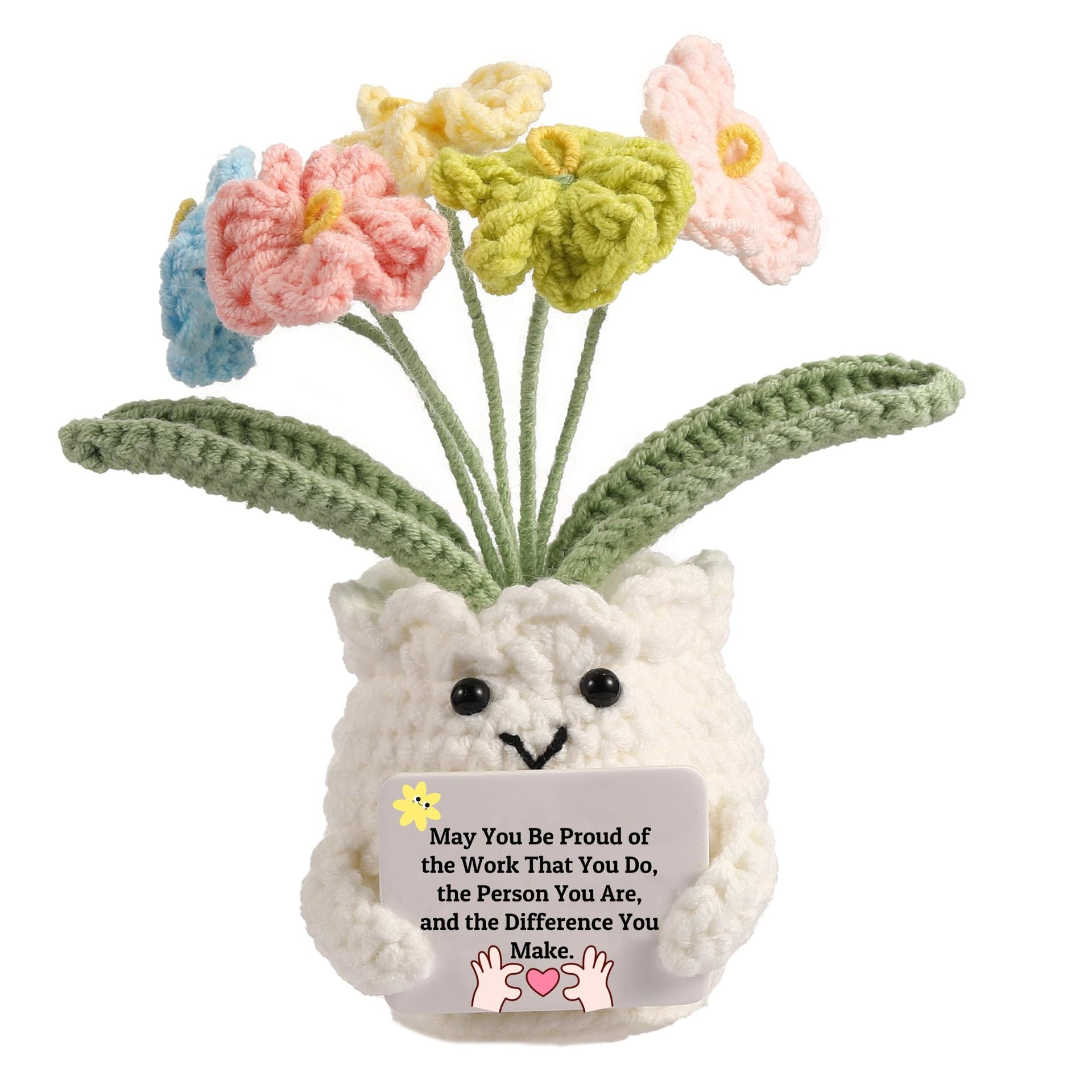 Crochet Flower Plush Pot Gift Emotional Decor Toy