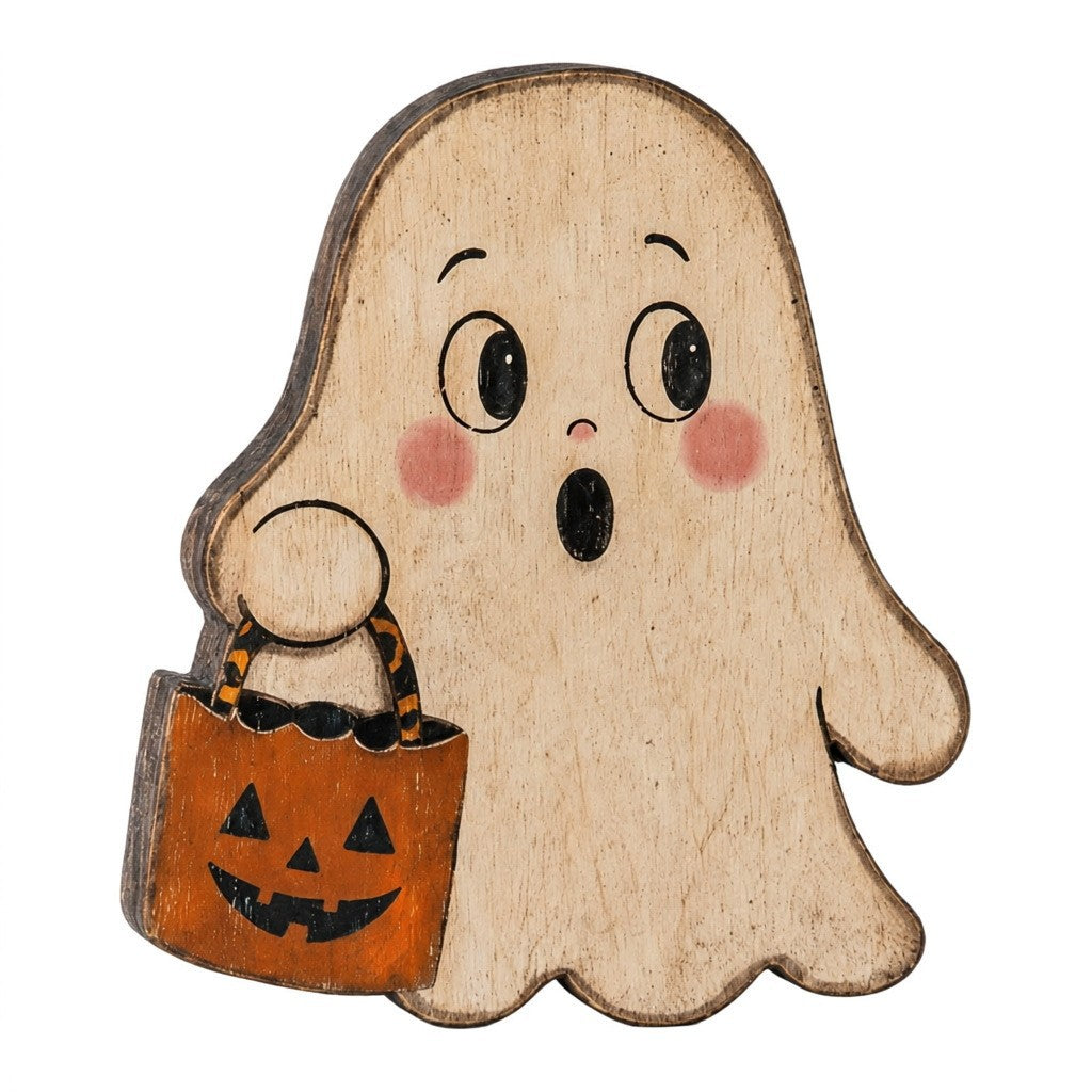 Spooky Halloween Wooden Sign Tabletop Figurine Seasonal Decor