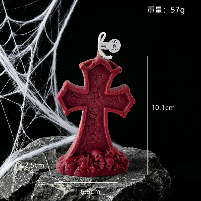 Cross Candle Halloween Decor Gothic Seasonal Home Accent Gift