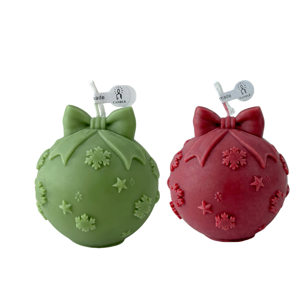 Christmas Ball Candle Holiday Ornament Decor Festive Tabletop Accent