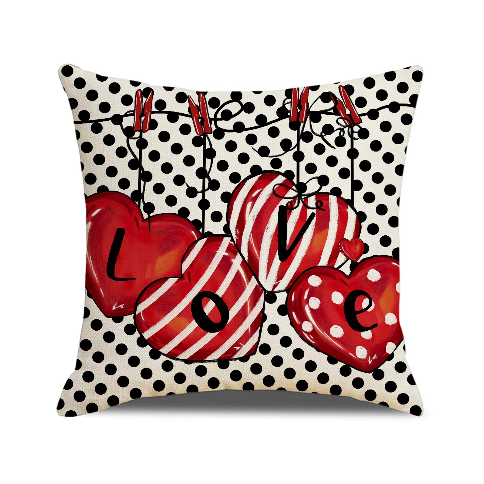 Valentine’s Day Red Heart Pillow Covers Set for Sofa Decor