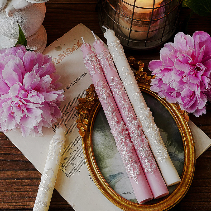 Long Taper Relief Scented Candles Elegant Holiday Home Decor