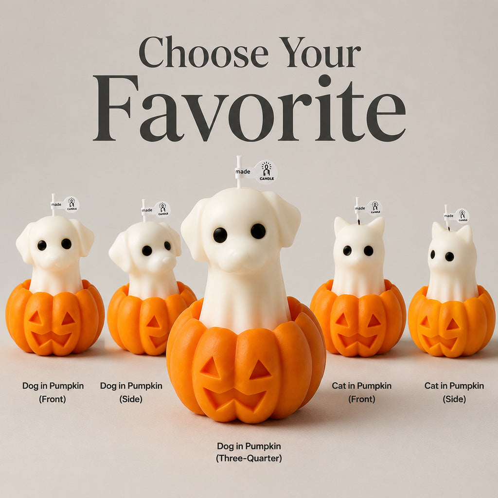 Pumpkin Cat Dog Scented Candle Halloween Fall Home Decor