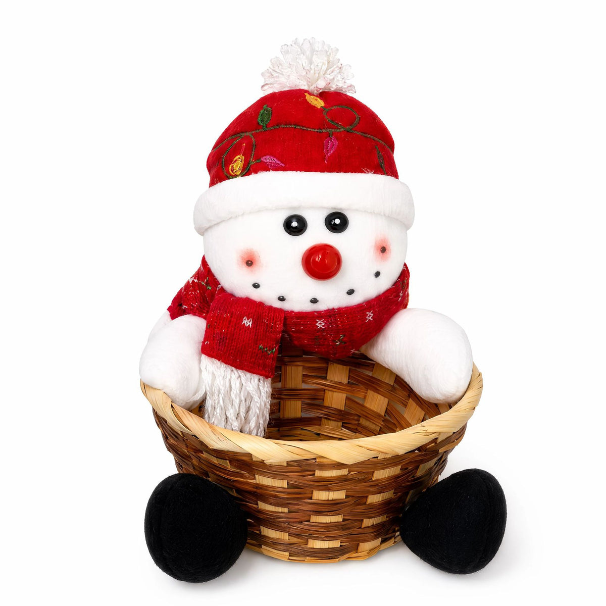 Rattan Christmas Candy Basket Holiday Tabletop Decor