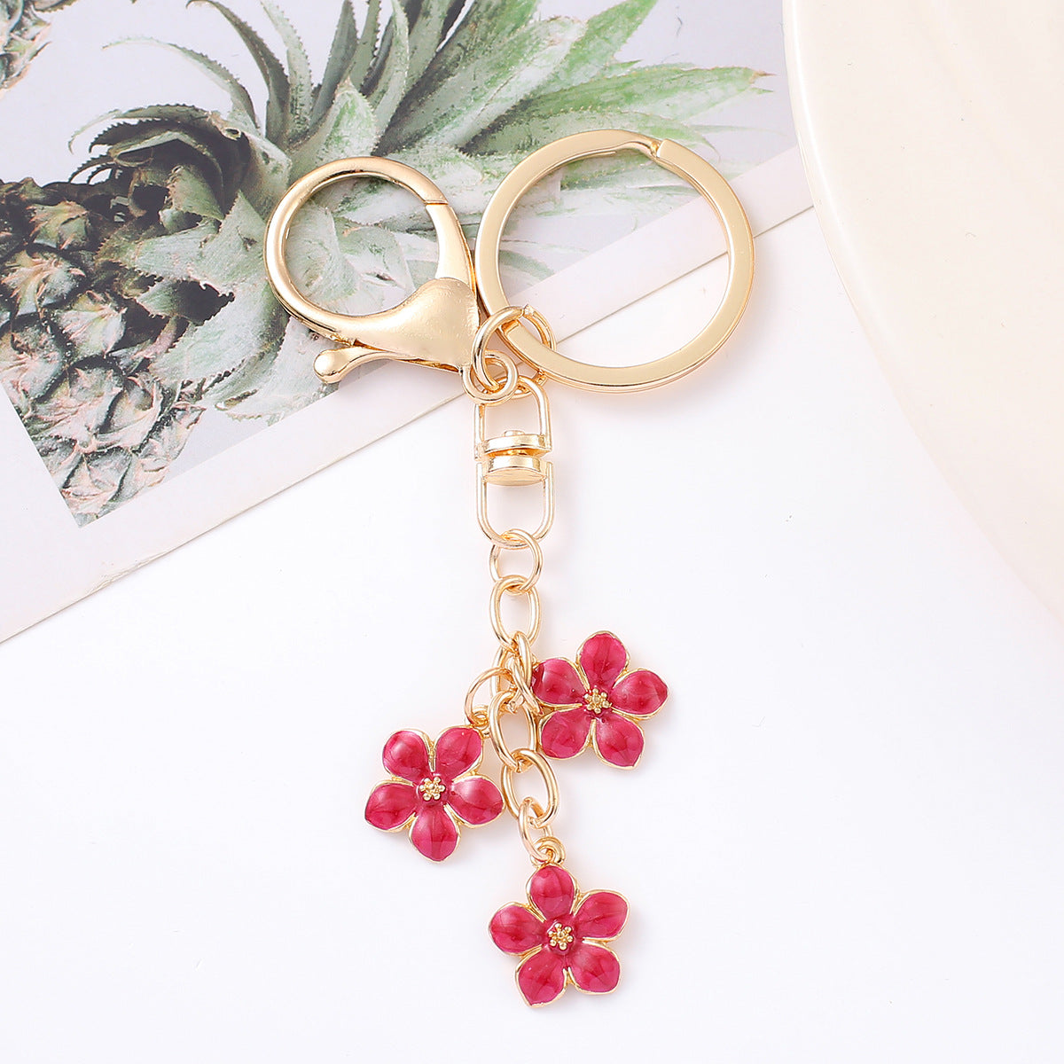 Valentine’s Day Crystal Flower Keychain Bag Charm Gift