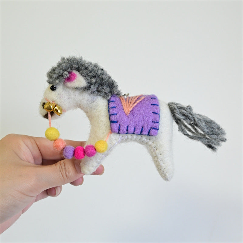 Needle Felt Animal Keychain Handmade Wool Felt Bag Charm