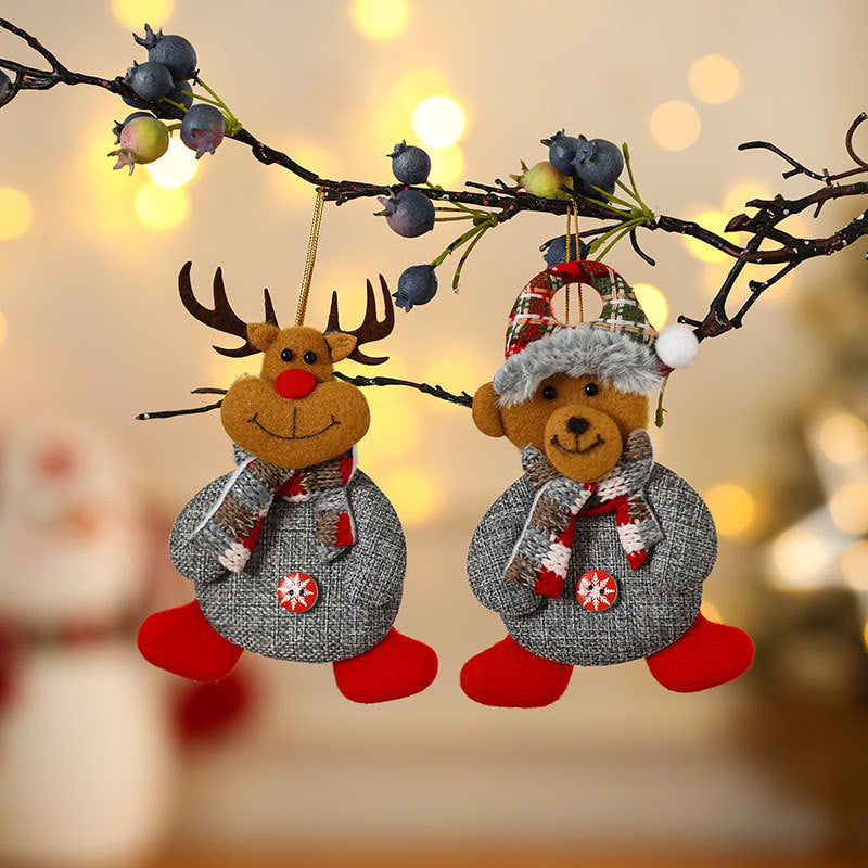 Cozy Plush Christmas Character Ornament Holiday Decoration Set