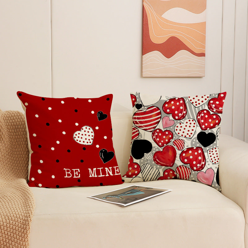 Valentine Red Heart Pillow Covers Set Modern Cozy Home Decor