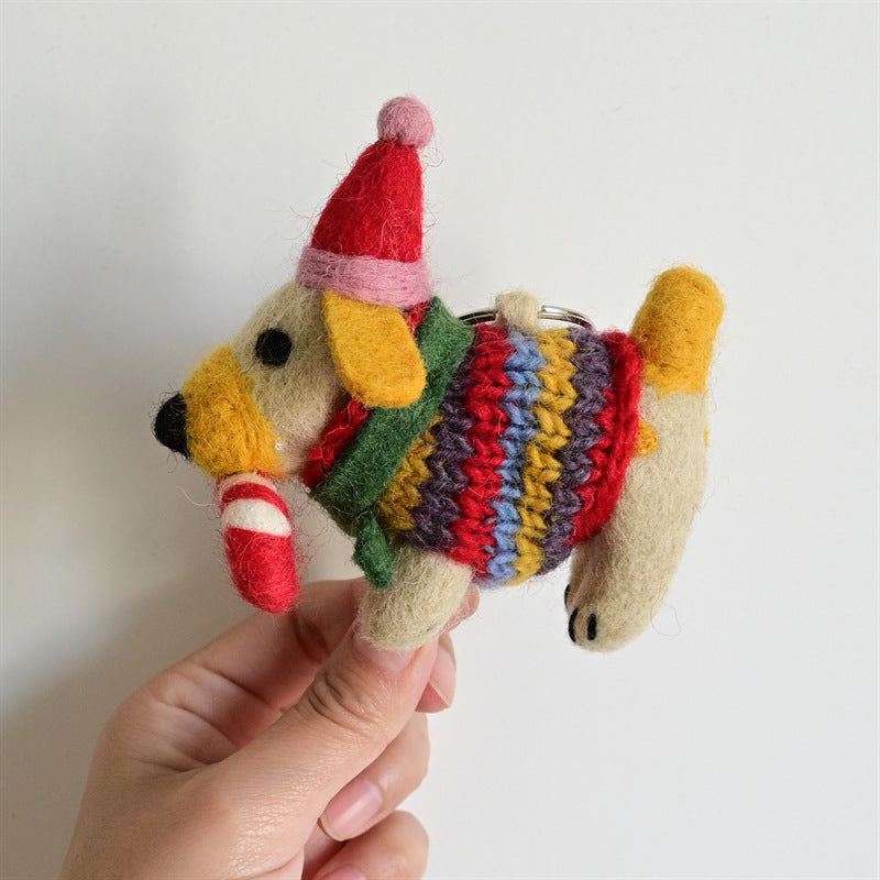 Needle Felt Animal Keychain Handmade Wool Felt Bag Charm