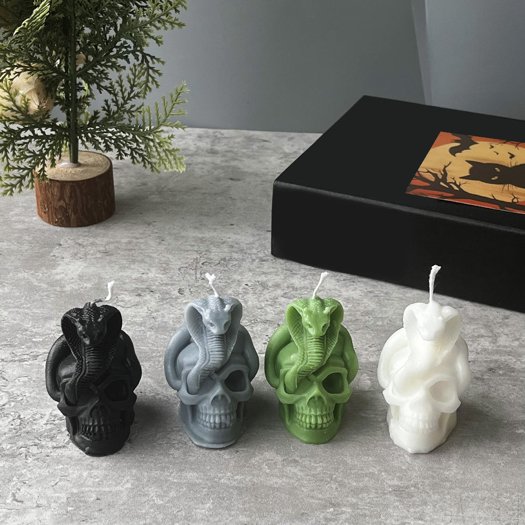 Halloween Skull Snake Candle Spooky Holiday Home Decor