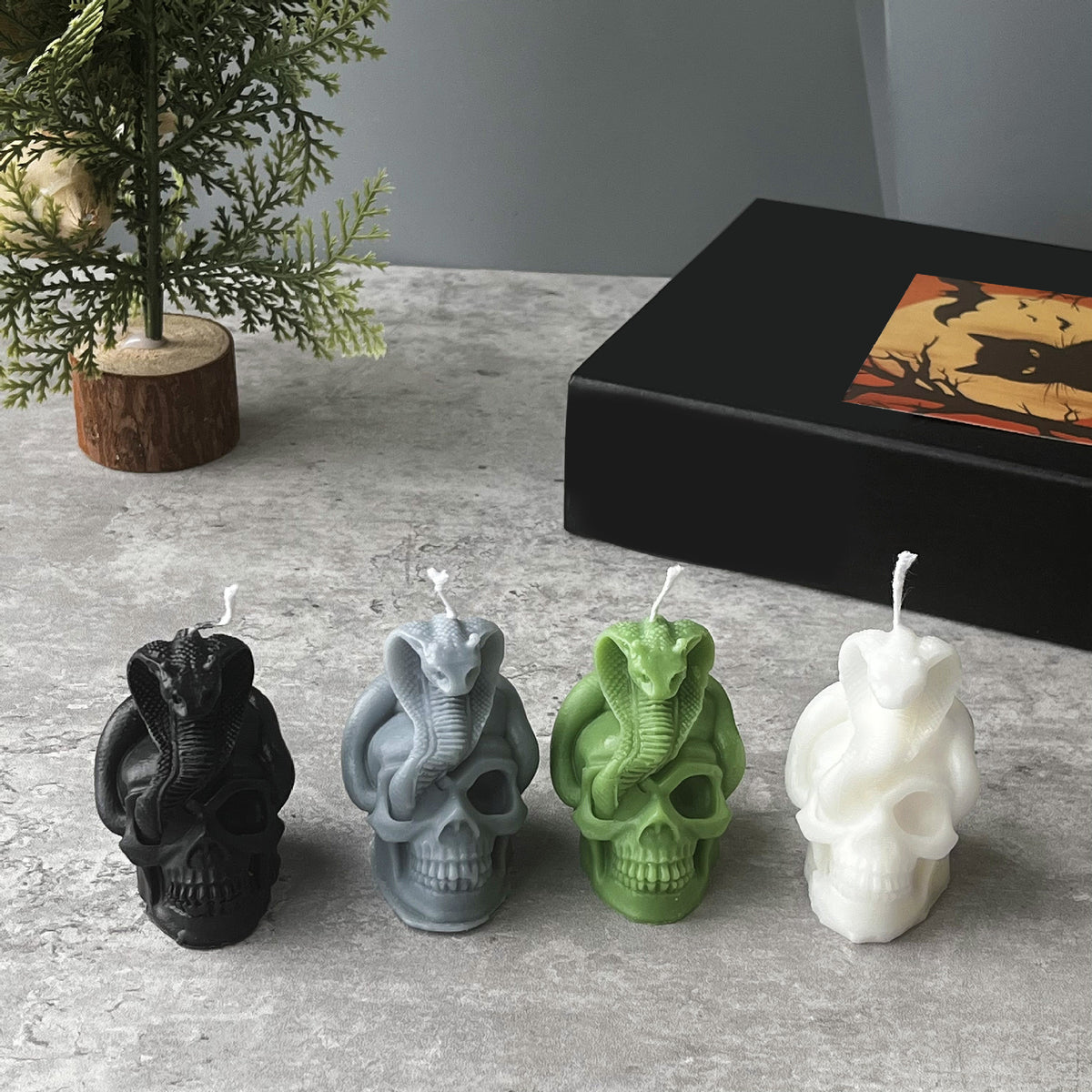 Halloween Skull Snake Candle Spooky Holiday Home Decor