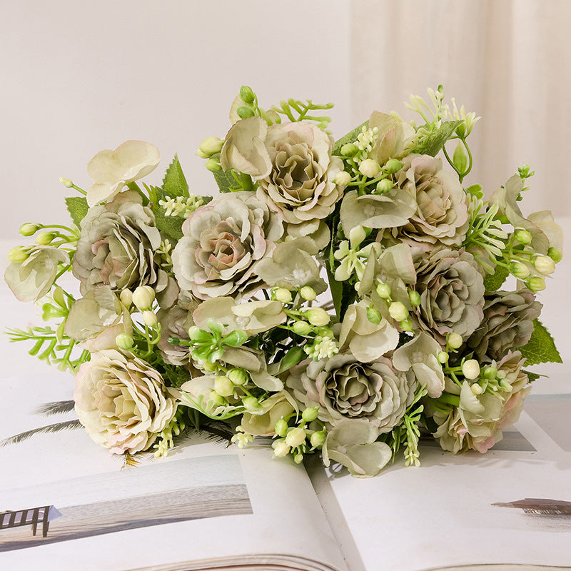 Valentine’s Day Vintage Peony Rose Hydrangea Faux Bouquet