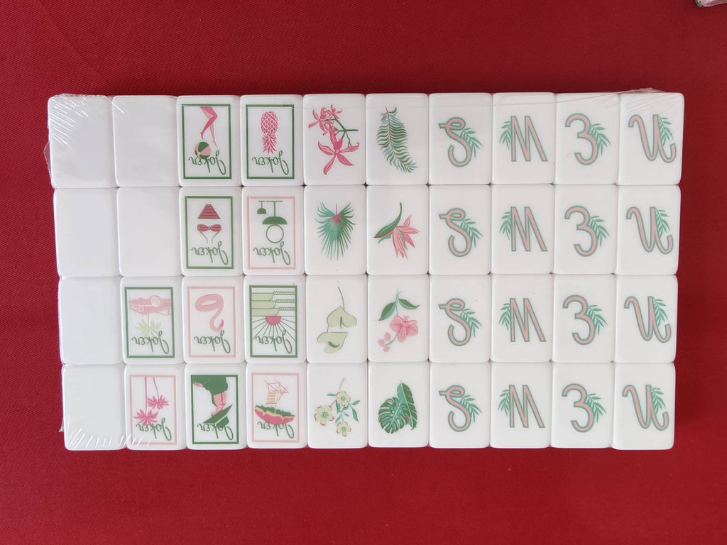 Green Acrylic Mahjong Set Classic Game Tiles