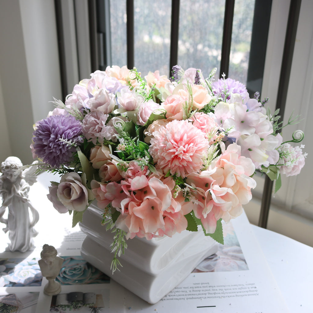 Valentine 7-Stem Nordic Faux Rose Allium Bouquet Decor