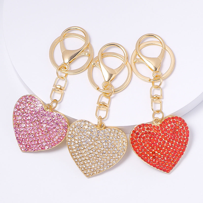 Valentine’s Day Crystal Heart Keychain Rhinestone Charm
