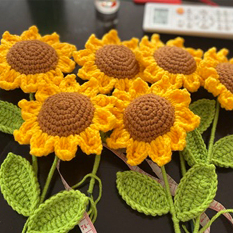 Crochet Sunflower Bouquet Handmade Yarn Flower Decor
