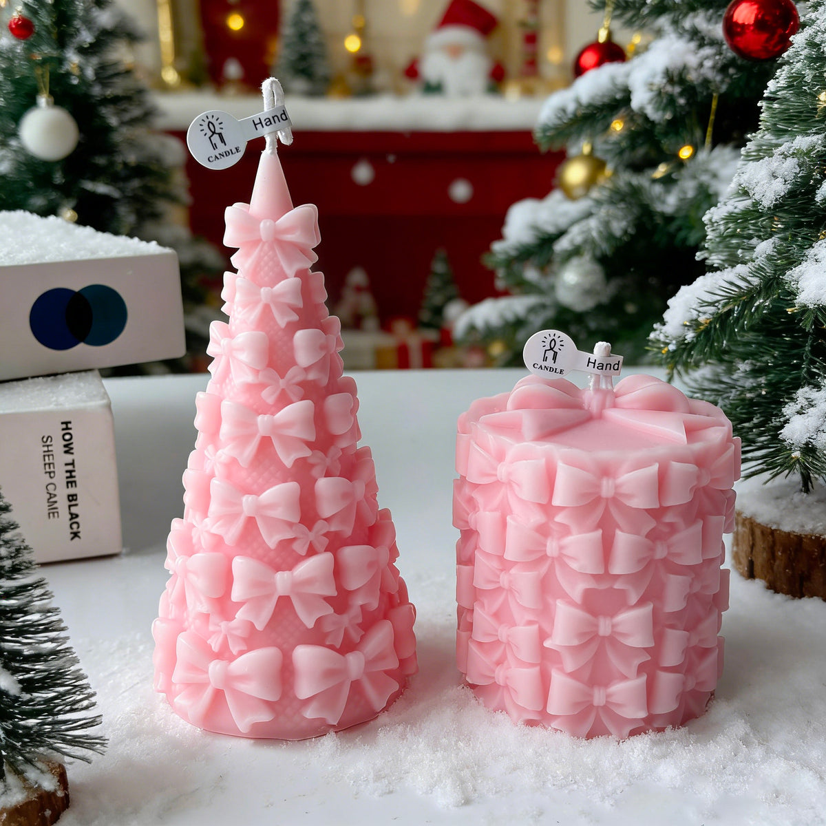 Bow Christmas Tree Candle Decorative Candle Holiday Home Decor