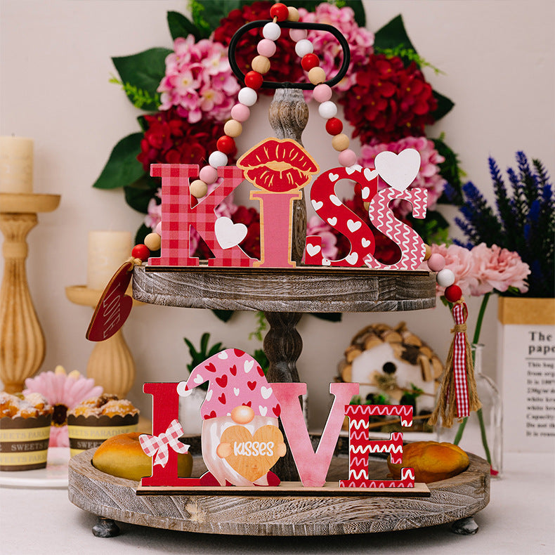 Valentine’s Day LOVE KISS Wooden Decor Romantic Home Display