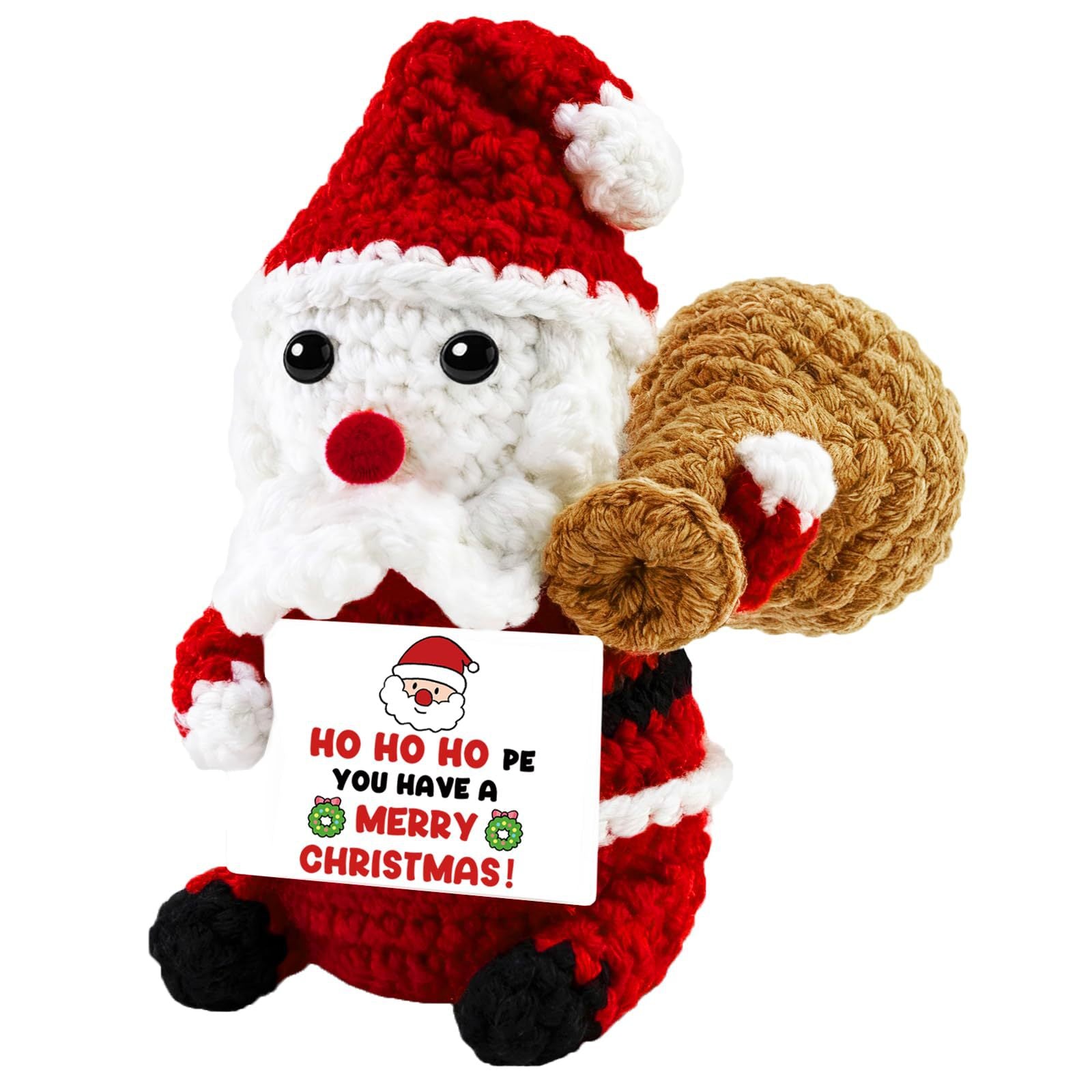 Handmade Crochet Santa Gift Bag Christmas Emotional Plush