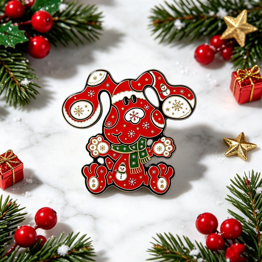 Christmas Dog Pin Snowflake Puppy Holiday Jewelry