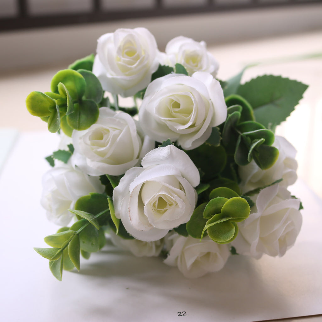 Valentine Eucalyptus Rose Faux Bouquet for Home Decor