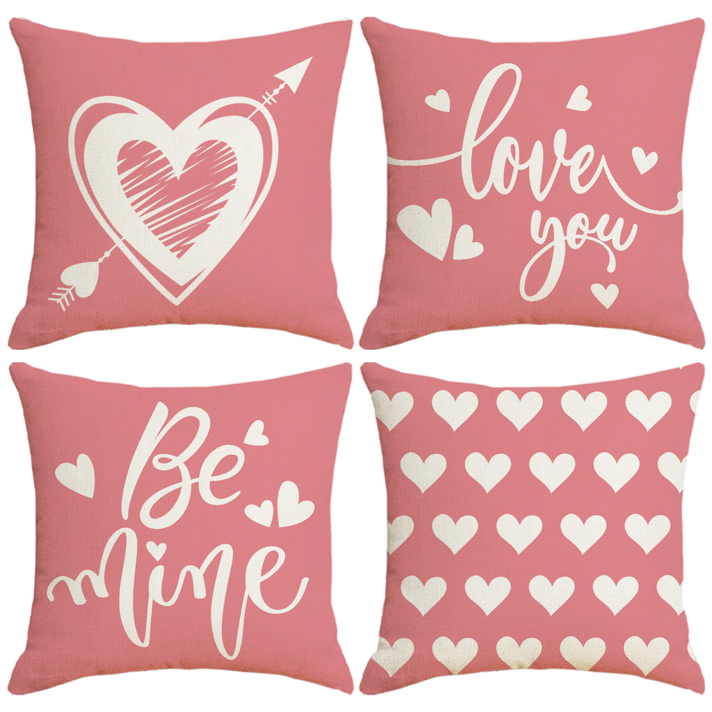 Pink Heart Valentine Pillow Covers Set Cute Love Decor
