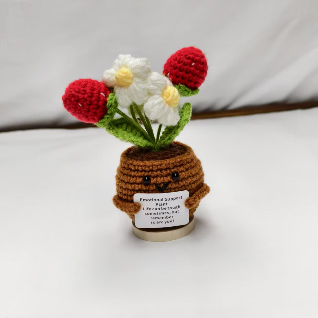 Valentine’s Day Crochet Flower Pot Cute Knitted Gift Decor