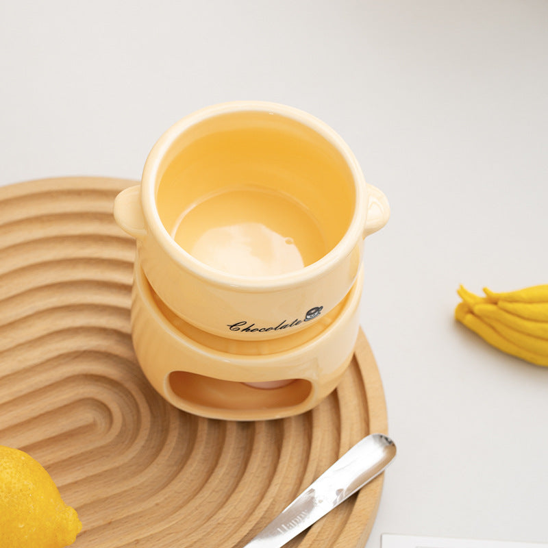 Ceramic Chocolate Fondue Mug with Hollow Warmer Base