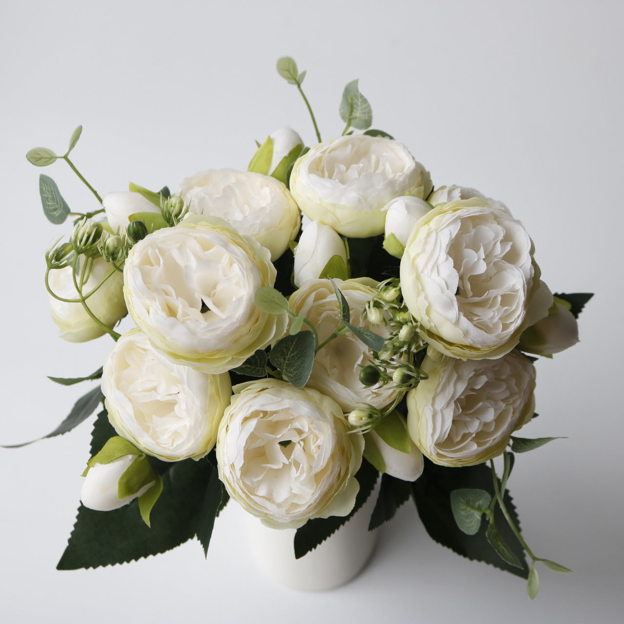 Valentine 5-Head Faux Peony Rose Floral Bouquet Decor