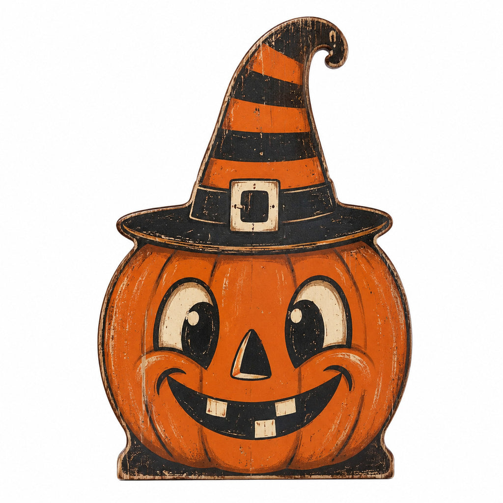Halloween Wooden Table Decor Cat Owl Pumpkin Design