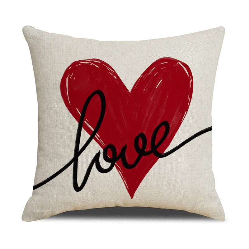 Valentine Heart Love Print Pillow Covers Set for Home Decor