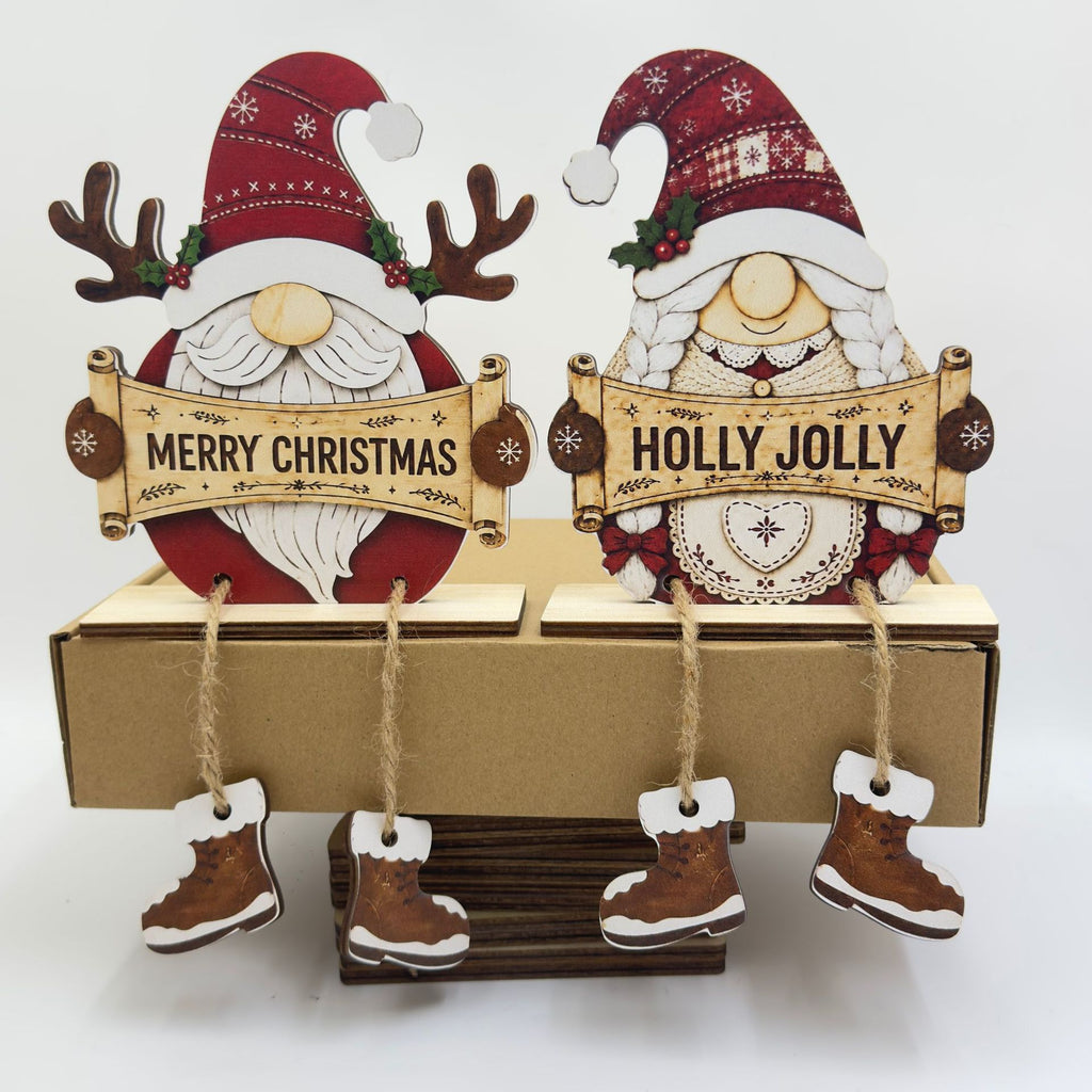 Christmas Gnome Wooden Tabletop Decor With Boots