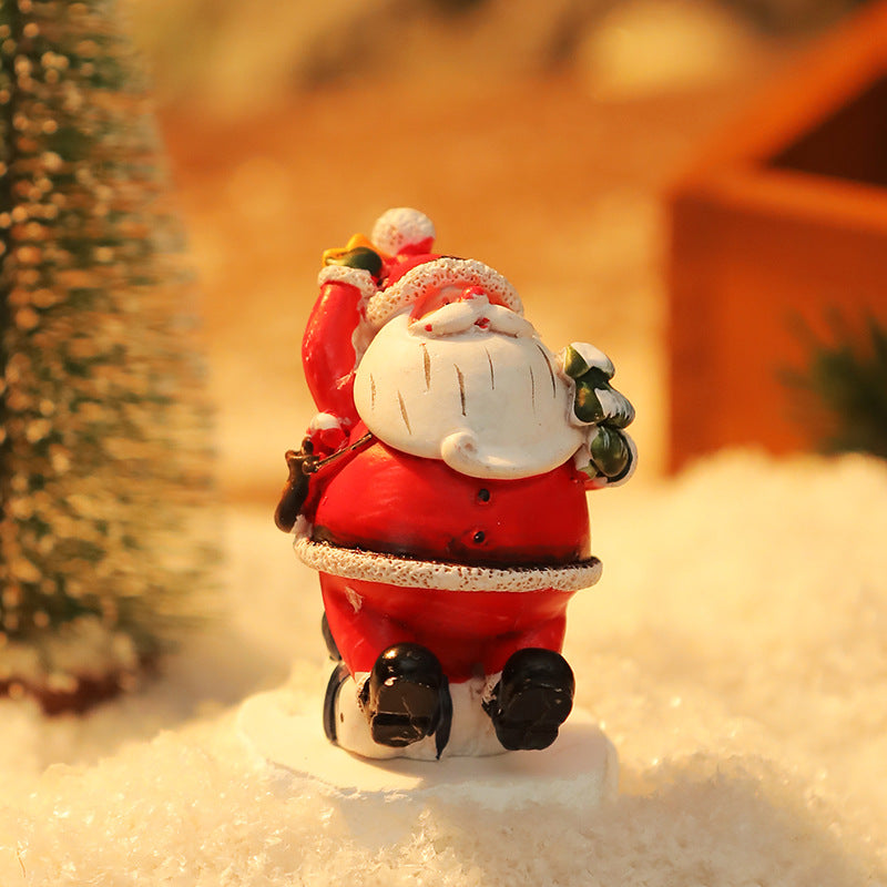 Resin Santa Snowman Christmas Tabletop Figurine Decor