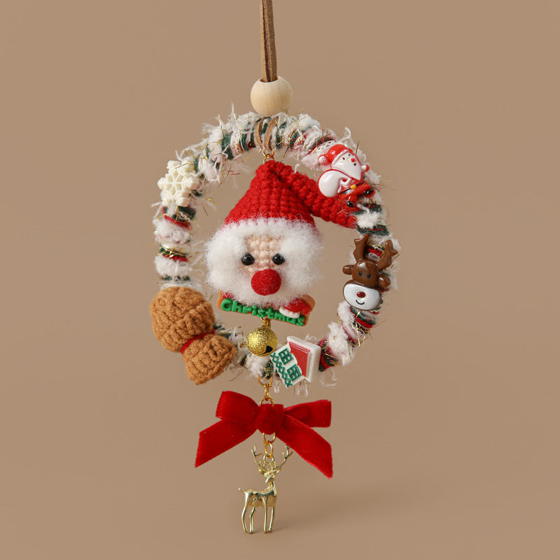 Handmade Christmas Santa Wreath Car Hanging Decoration