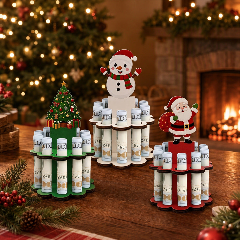 Wooden Christmas Snowman Santa Tabletop Decoration Holiday Decor