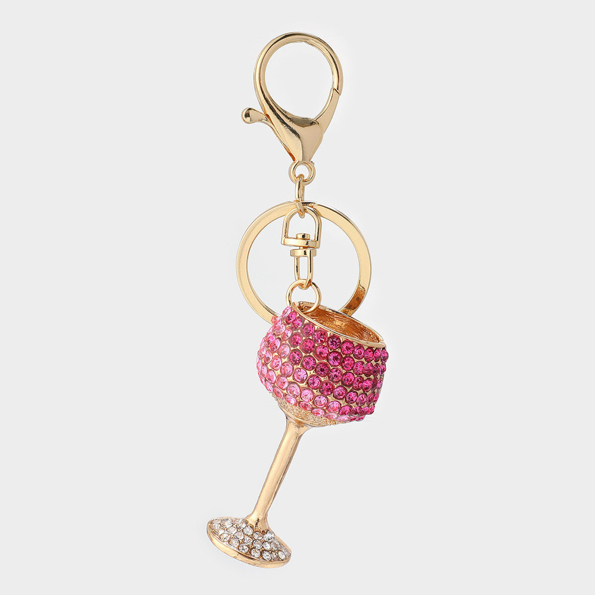 Wine Glass Crystal Keychain with Sparkling Rhinestone Charm
