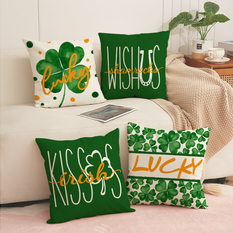St Patrick’s Day Shamrock Pillow Cover Green Home Decor
