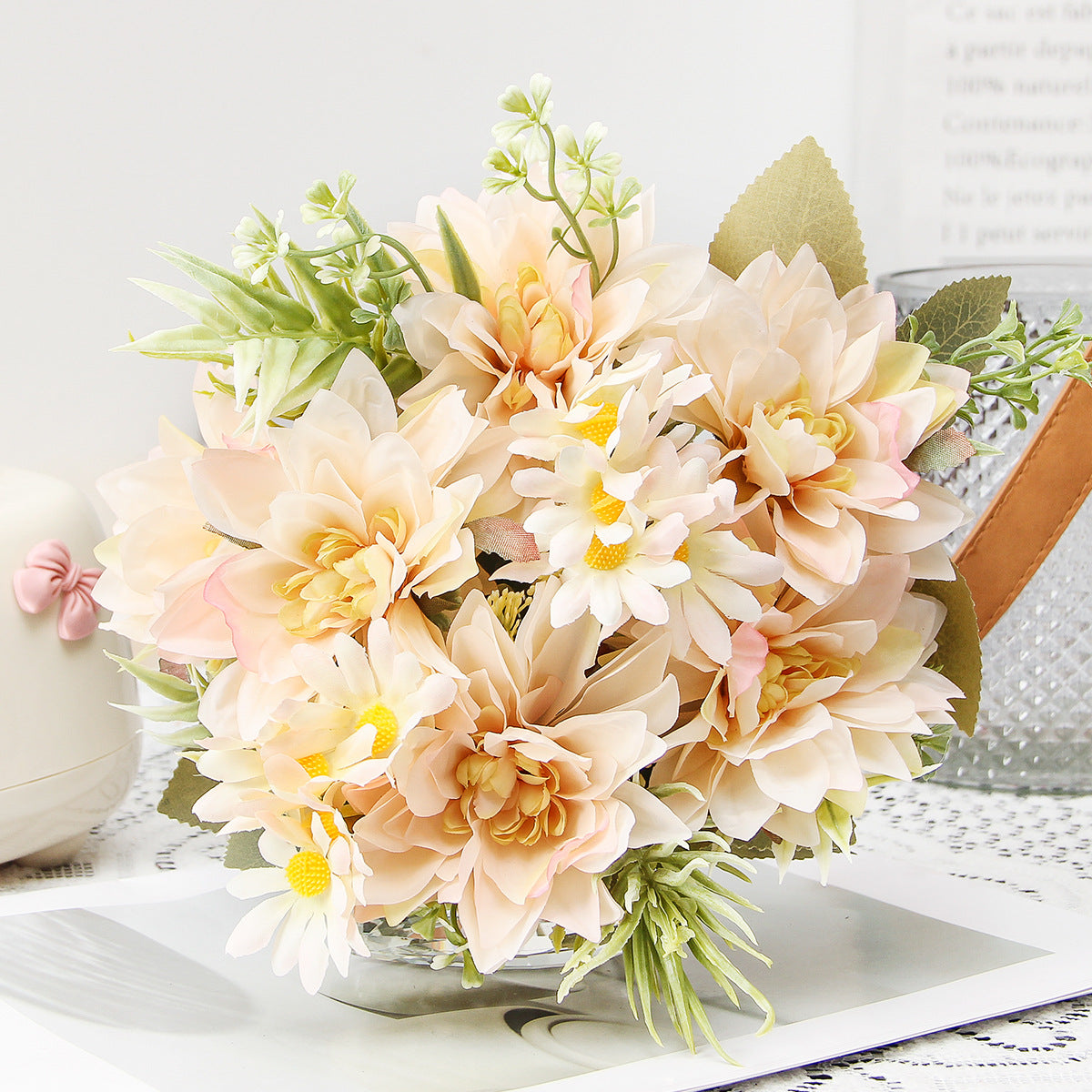 Valentine Elegant Artificial Dahlia Bouquet for Home Decor