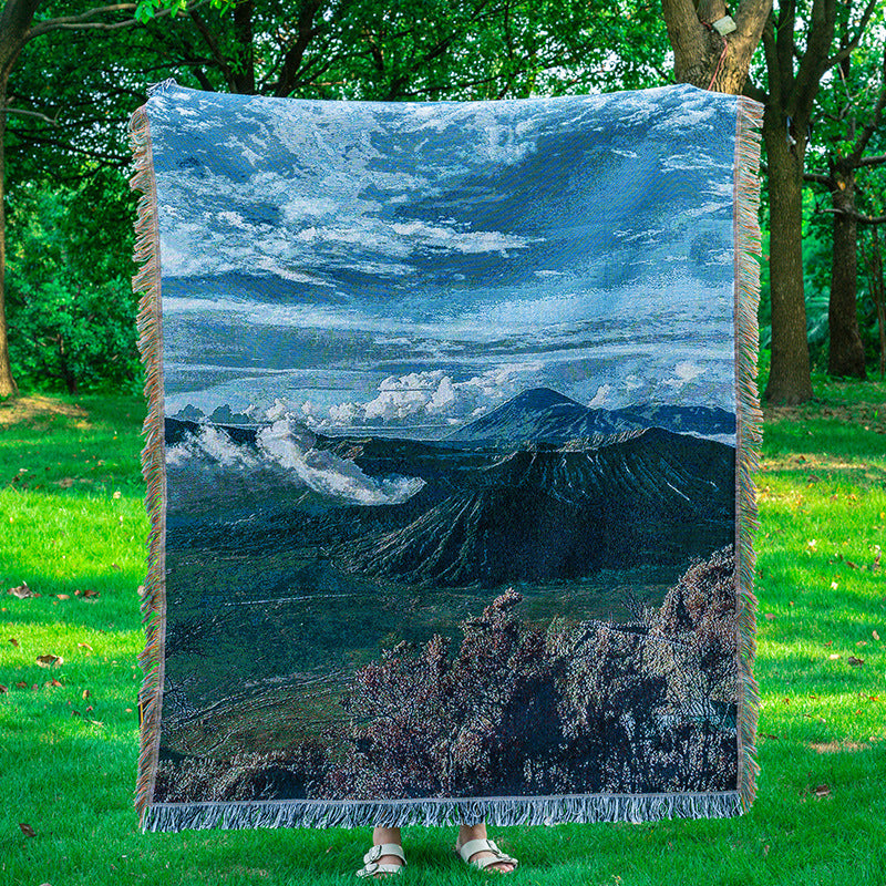 Scenic Woven Throw Blanket Jacquard Sofa Home Decor