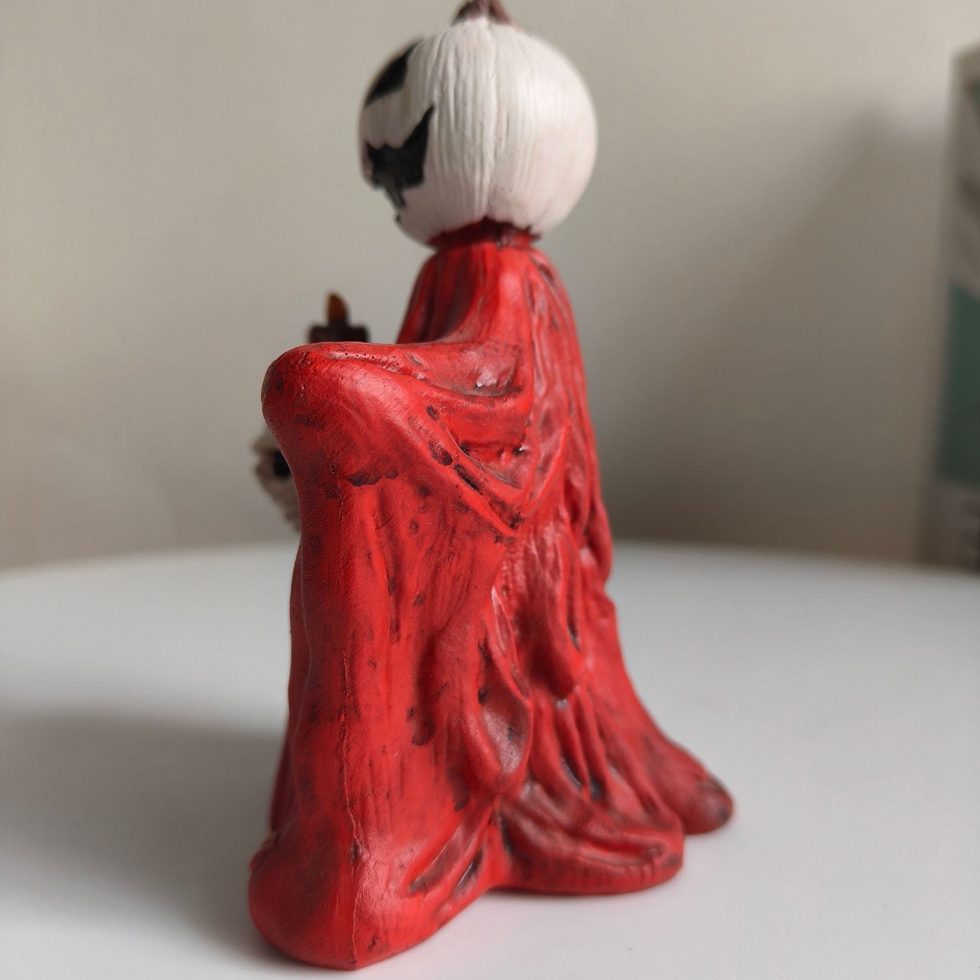 Halloween Pumpkin Skeleton Figurine Spooky Tabletop Decor