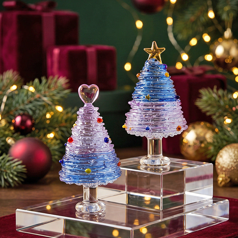 Glass Christmas Tree Tabletop Decoration Holiday Home Decor