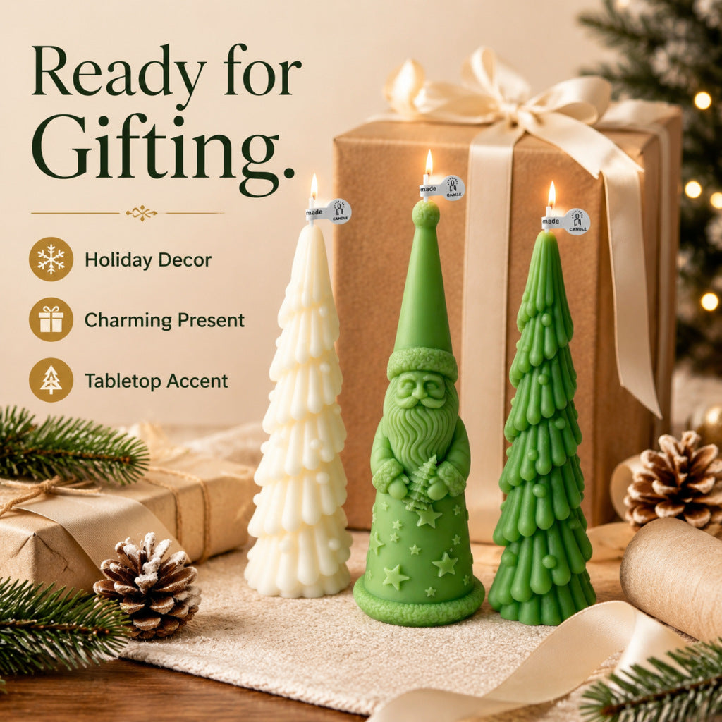 Santa Claus Christmas Tree Candle for Holiday Home Decor Gift