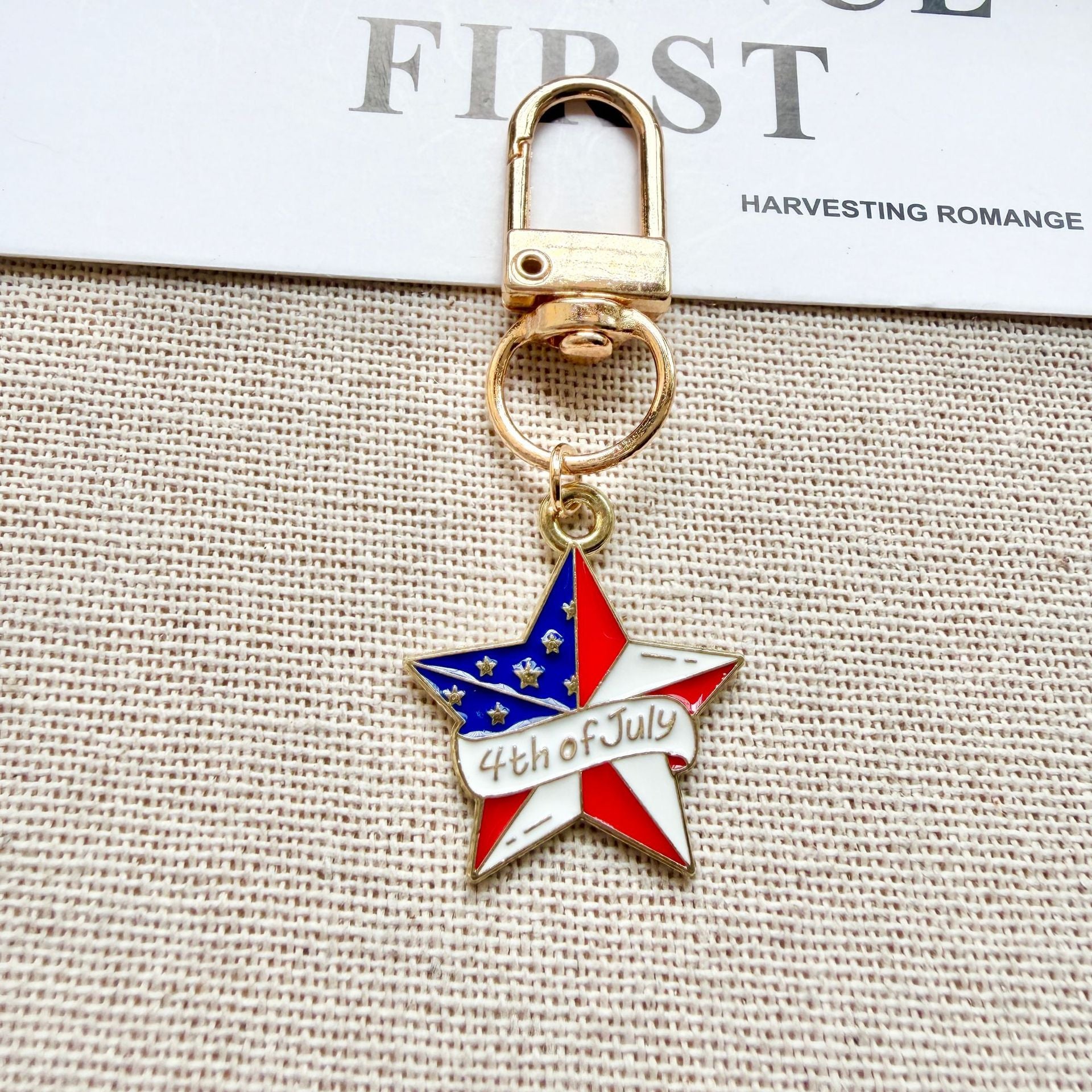 4th of July Patriotic Keychain Set USA Flag Charms