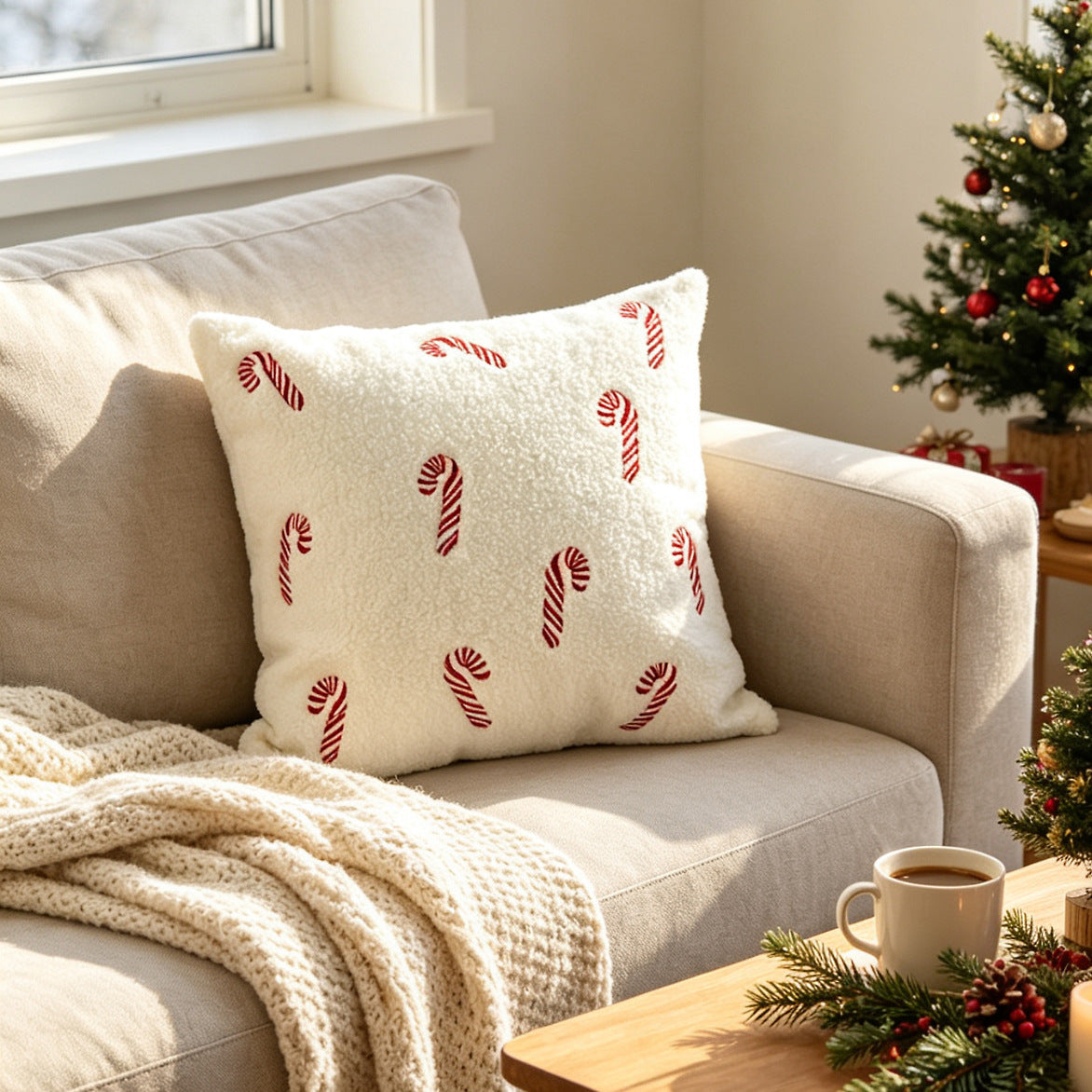 Christmas Embroidered Pillow Covers Gingerbread Snowflake