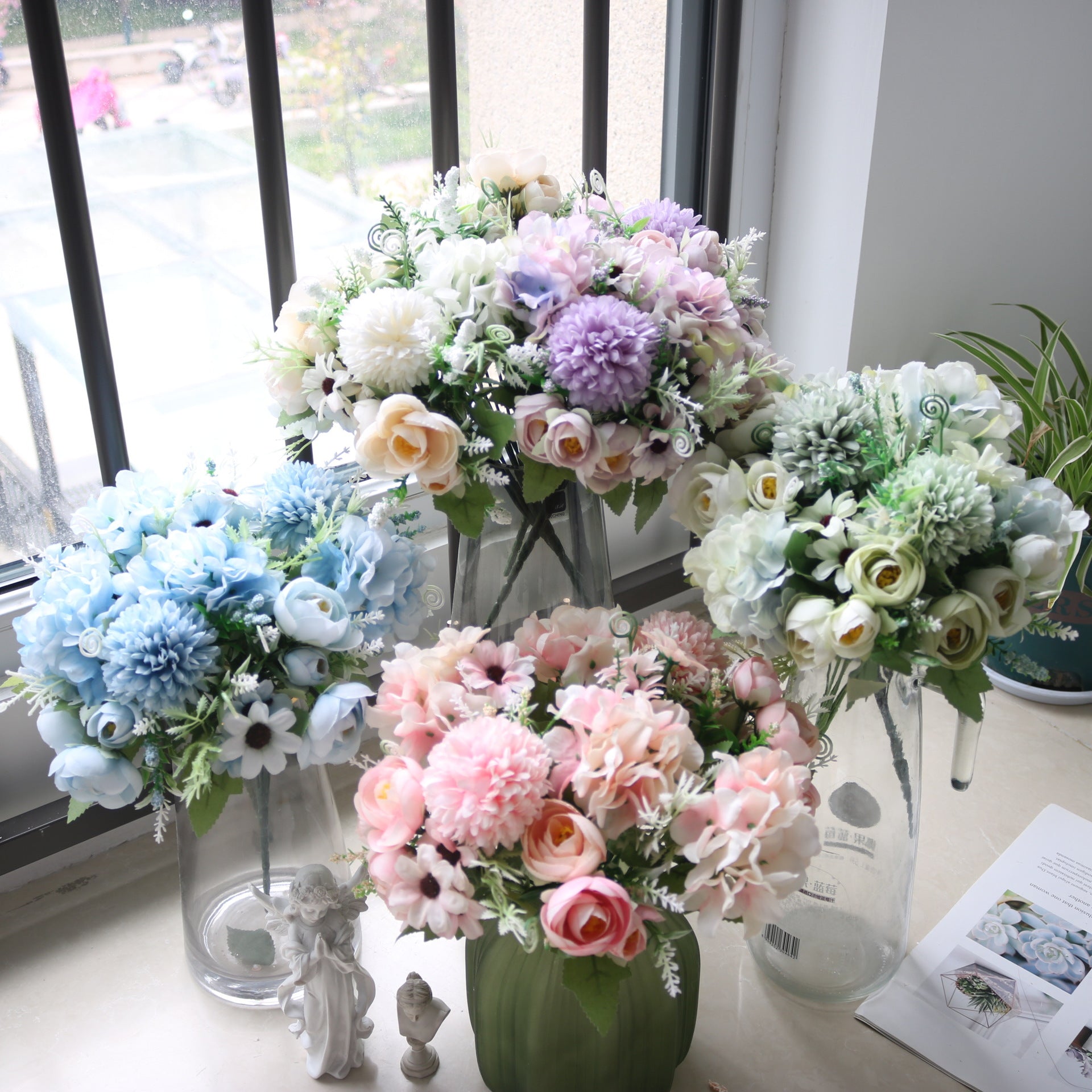 Valentine Nordic Faux Camellia Daisy Hydrangea Bouquet