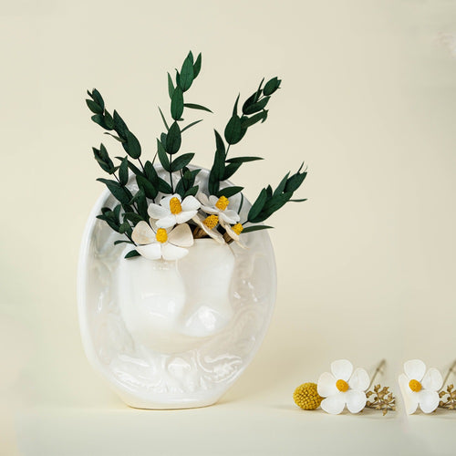 Cowboy Hat Face Ceramic Vase Decorative Flower Arrangement