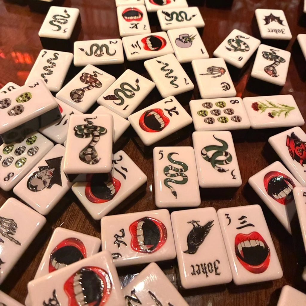 Halloween Mahjong Set Acrylic Tiles Novelty Game