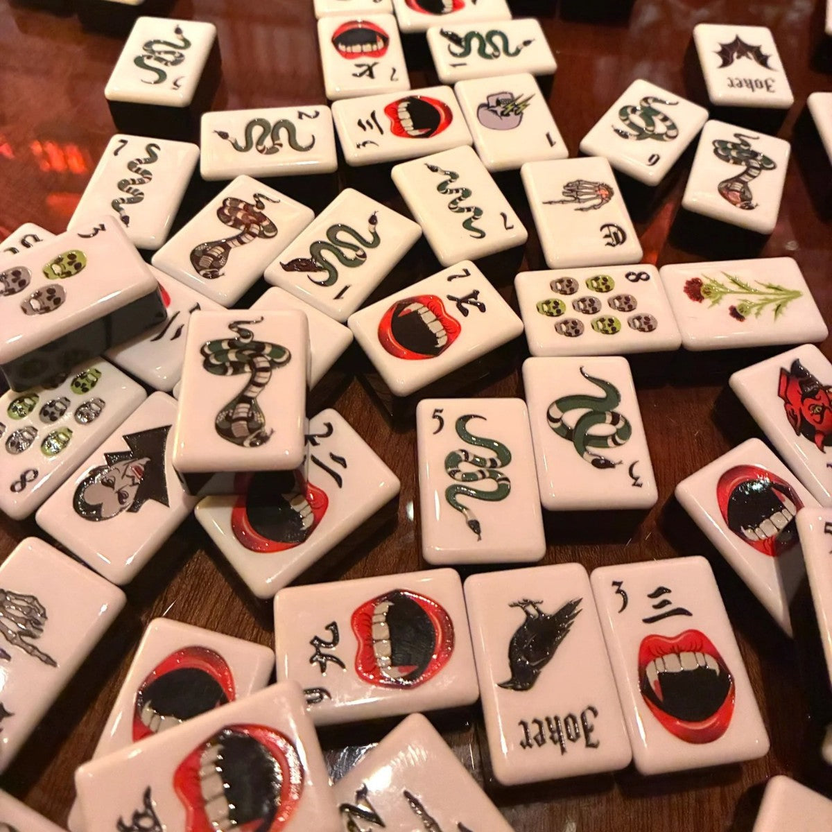 Halloween Mahjong Set Acrylic Tiles Novelty Game