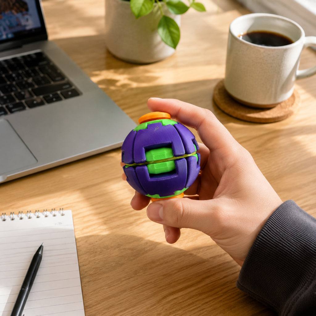 3D Printed Rotating Stress Relief Ball Desk Toy Fidget Sensory Toy