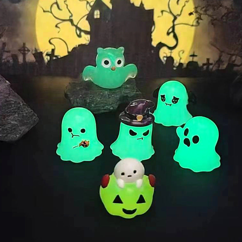 Halloween Ghost Glow In The Dark Resin Mini Figurines Decor